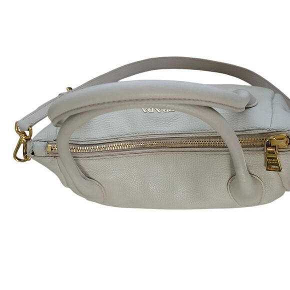 Prada Cream Leather Shoulder Bag Handbag - Picture 14 of 16